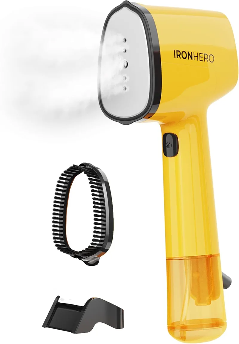 Cecotec ▫️ IronHero V-1500 Essential Yellow Vertical Iron with Ceramic Soleplate, Potência 1500W, Vapor contínuo 25g/min, Aquecimento rápido, Desinfecta, limpa e cuida das suas peças de vestuário, Base revestida a cerâmica