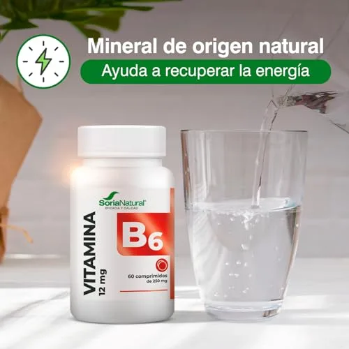 Soria Natural ▫️ Vitamina B6 - Vegana - Ajuda a recuperar a energia - Contribui para a redução do cansaço e da fadiga - 60 comprimidos de libertação prolongada de 250 mg - vitaminas para mulheres e homens 2