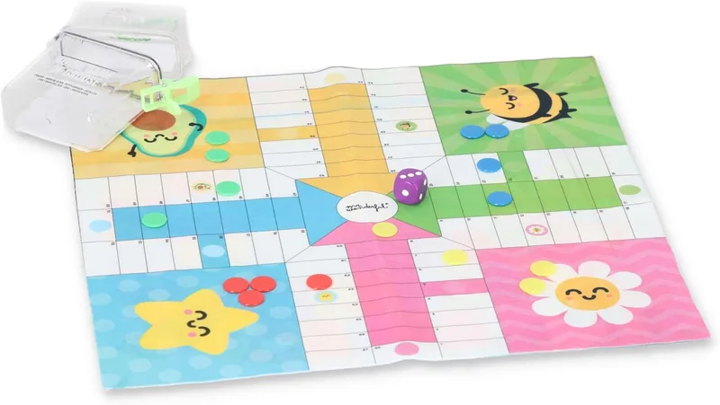 Mr. Wonderful ▫️ Mr.Wonderful - Jogo de tabuleiro reversível - Parchís + Jogo da Ganso - Jogo de tabuleiro de viagem, de tamanho reduzido - Para 2 a 4 jogadores - Lavável