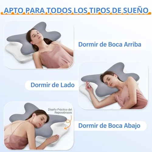 Ehomfory ▫️ Almofada Cervical, Almofada Cervical de Espuma Viscoelástica, Almofada Ergonómica 2 em 1 para Dormir de Lado, De Barriga para Cima e De Barriga para Baixo, 67x37x9/12 cm 3