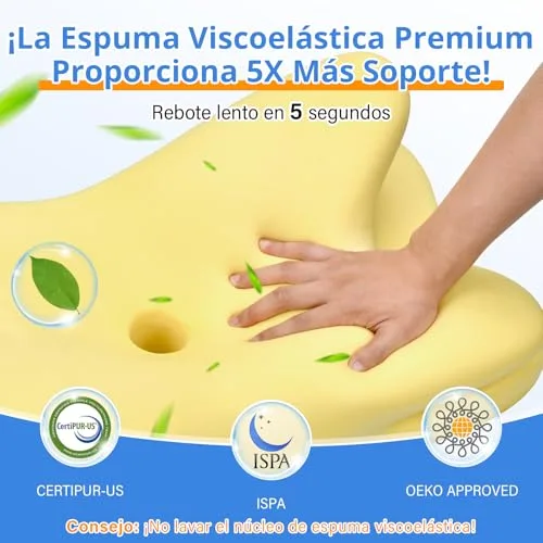 Ehomfory ▫️ Almofada Cervical, Almofada Cervical de Espuma Viscoelástica, Almofada Ergonómica 2 em 1 para Dormir de Lado, De Barriga para Cima e De Barriga para Baixo, 67x37x9/12 cm 5