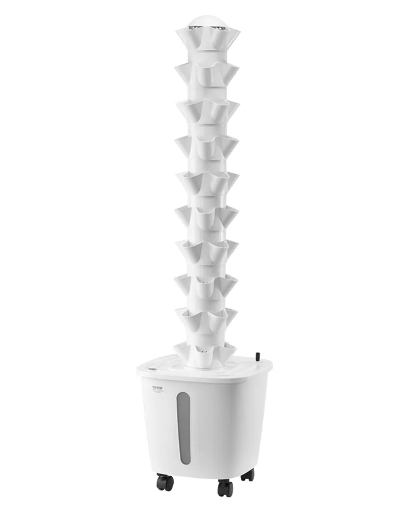 VEVOR ▫️ Sistema de Cultivo Hidropónico Torre Hidropónica Vertical de 10 Níveis com 50 Cápsulas, Bomba de Água e Rodas, Kit de Germinação de Plantas de Interior para Ervas Aromáticas, Frutas e Legumes