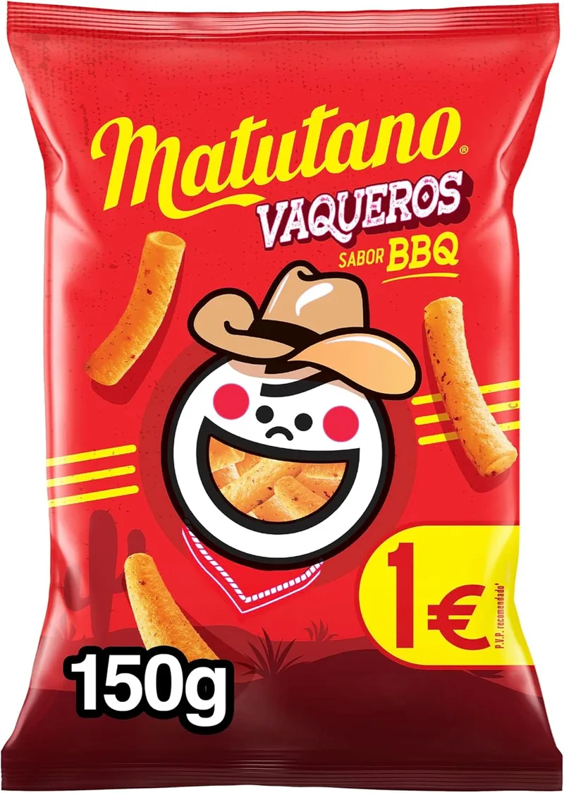 Matutano ▫️ Vaqueros, snack com sabor a churrasco, 150 gramas