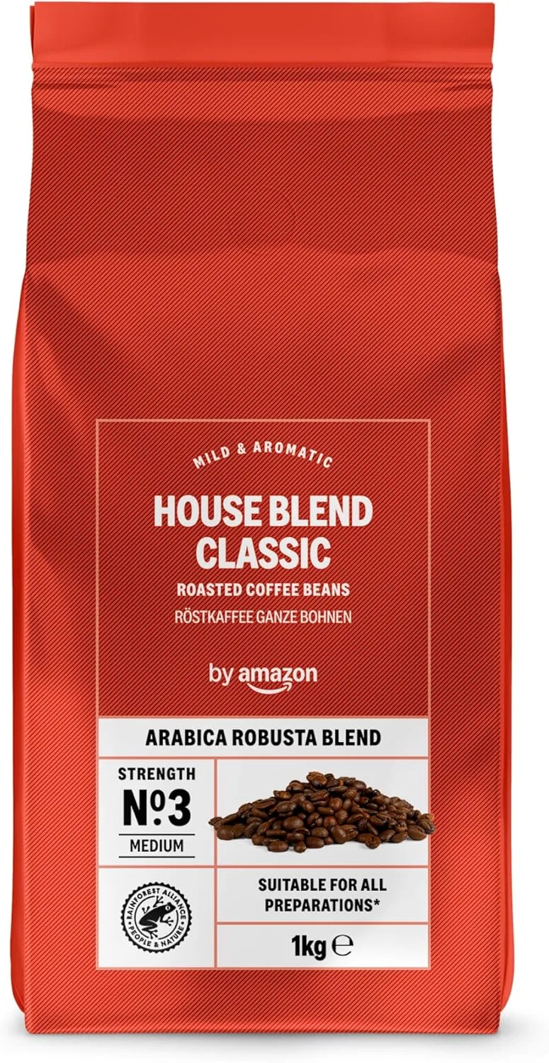 by Amazon ▫️ Mistura de grãos de café arábica clássico e robusta torrado natural, 1kg