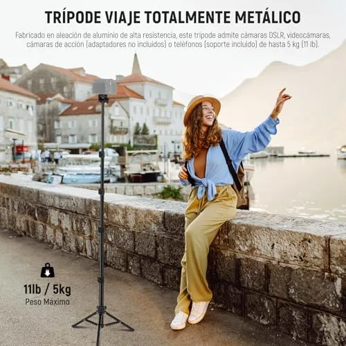 NEEWER ▫️ BÁSICO Tripé para iPhone e Câmara com Controlo Remoto e Suporte para Telemóvel, Vara de Selfie Metálica de 66" para Viagens, Vlogs, Suporte Portátil para Câmara e Vídeo, TS03 6