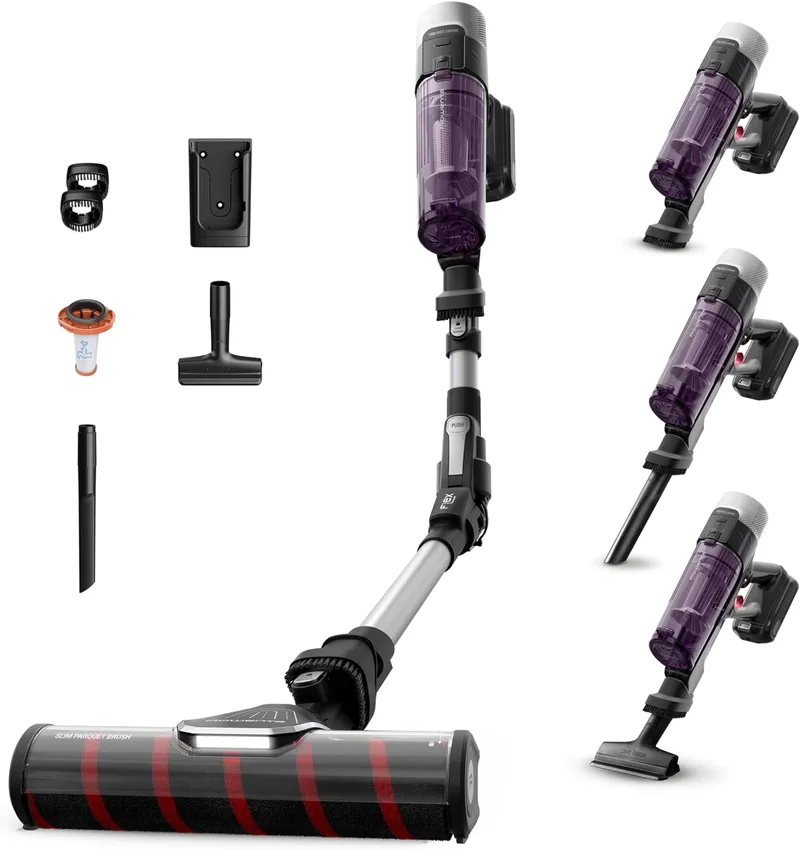 Rowenta ▫️ X-Force Flex 9.60 Allergy Parquet, Aspirador sem fio de 100 W | Escova para pisos duros e cantos, tecnologia Flex para aceder a recantos, autonomia de 45 minutos, RH2047