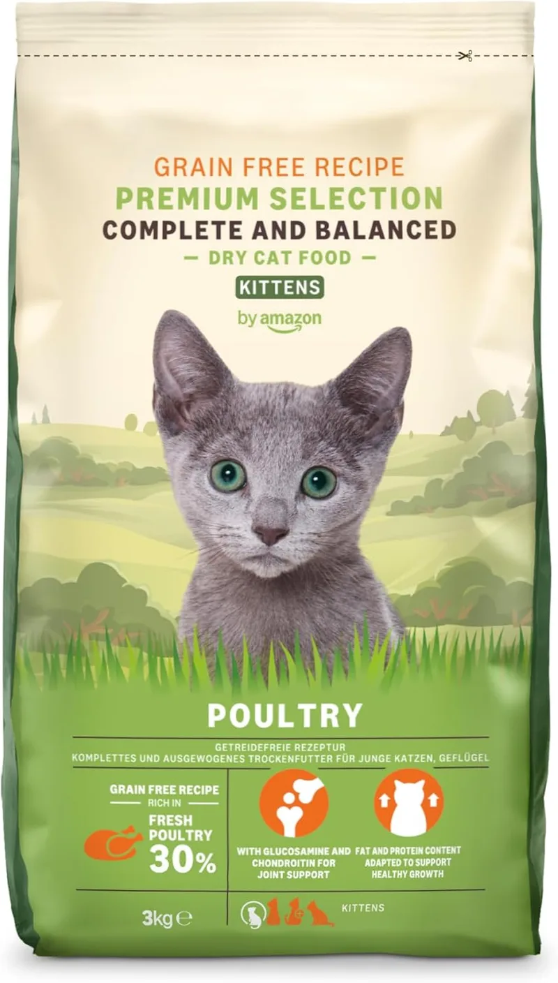 by Amazon ▫️ da Amazon - Alimento completo para gatos com fórmula sem cereais, para gatinhos, com frango fresco, 3 kg