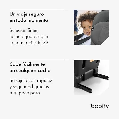 Babify ▫️ FlexiFit Premium Cadeira de carro para bebés ISOFIX - para crianças dos 3 aos 12 anos (15-36 kg), ECE R129, encosto de cabeça com 11 posições, encosto ajustável, proteções laterais extensíveis, design dobrável, cinzento 5