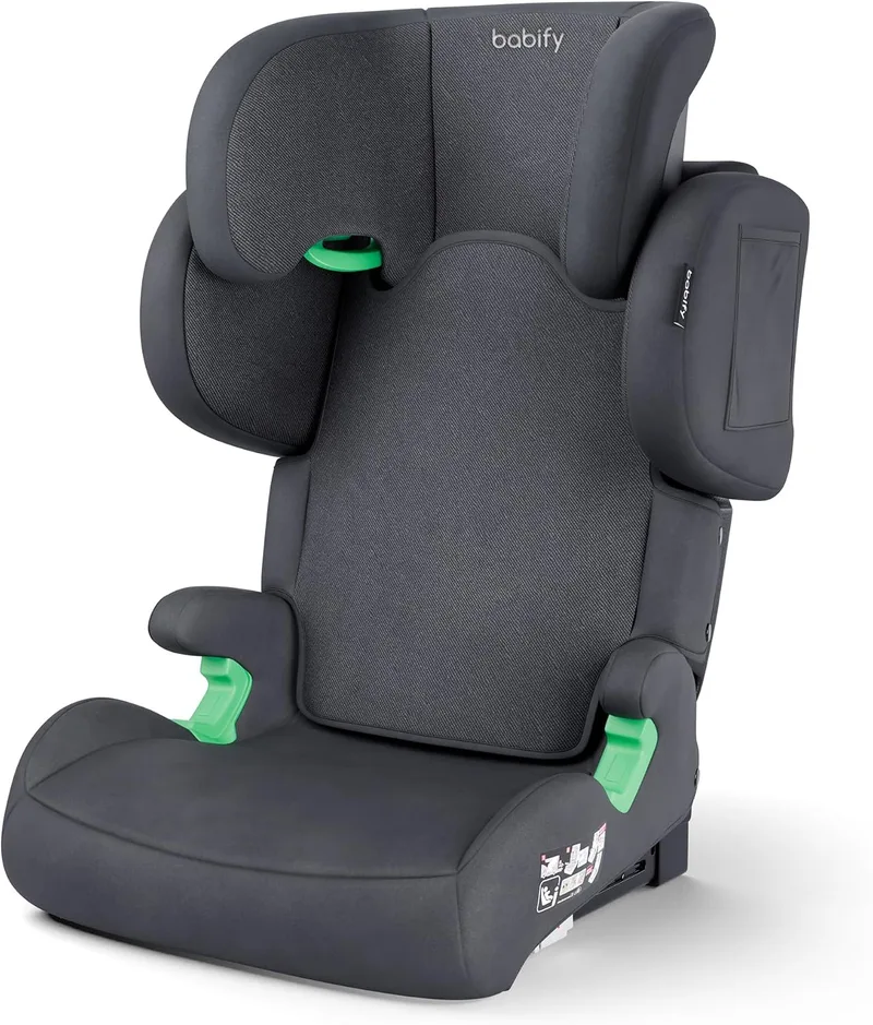 Babify ▫️ FlexiFit Premium Cadeira de carro para bebés ISOFIX - para crianças dos 3 aos 12 anos (15-36 kg), ECE R129, encosto de cabeça com 11 posições, encosto ajustável, proteções laterais extensíveis, design dobrável, cinzento