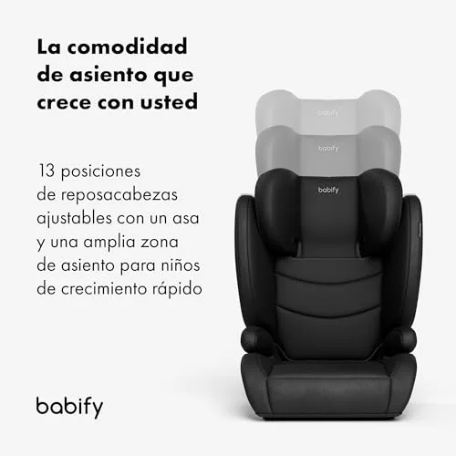 Babify ▫️ FlexiFit Basic Cadeira de carro para bebés - Grupo 2/3 (15-36 kg), ISOFIX, encosto de cabeça com 13 posições, dobrável, capa lavável, ECE R129, preta 3