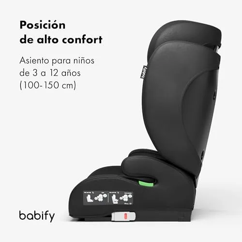 Babify ▫️ FlexiFit Basic Cadeira de carro para bebés - Grupo 2/3 (15-36 kg), ISOFIX, encosto de cabeça com 13 posições, dobrável, capa lavável, ECE R129, preta 4