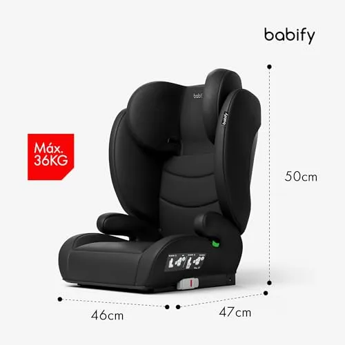 Babify ▫️ FlexiFit Basic Cadeira de carro para bebés - Grupo 2/3 (15-36 kg), ISOFIX, encosto de cabeça com 13 posições, dobrável, capa lavável, ECE R129, preta 7