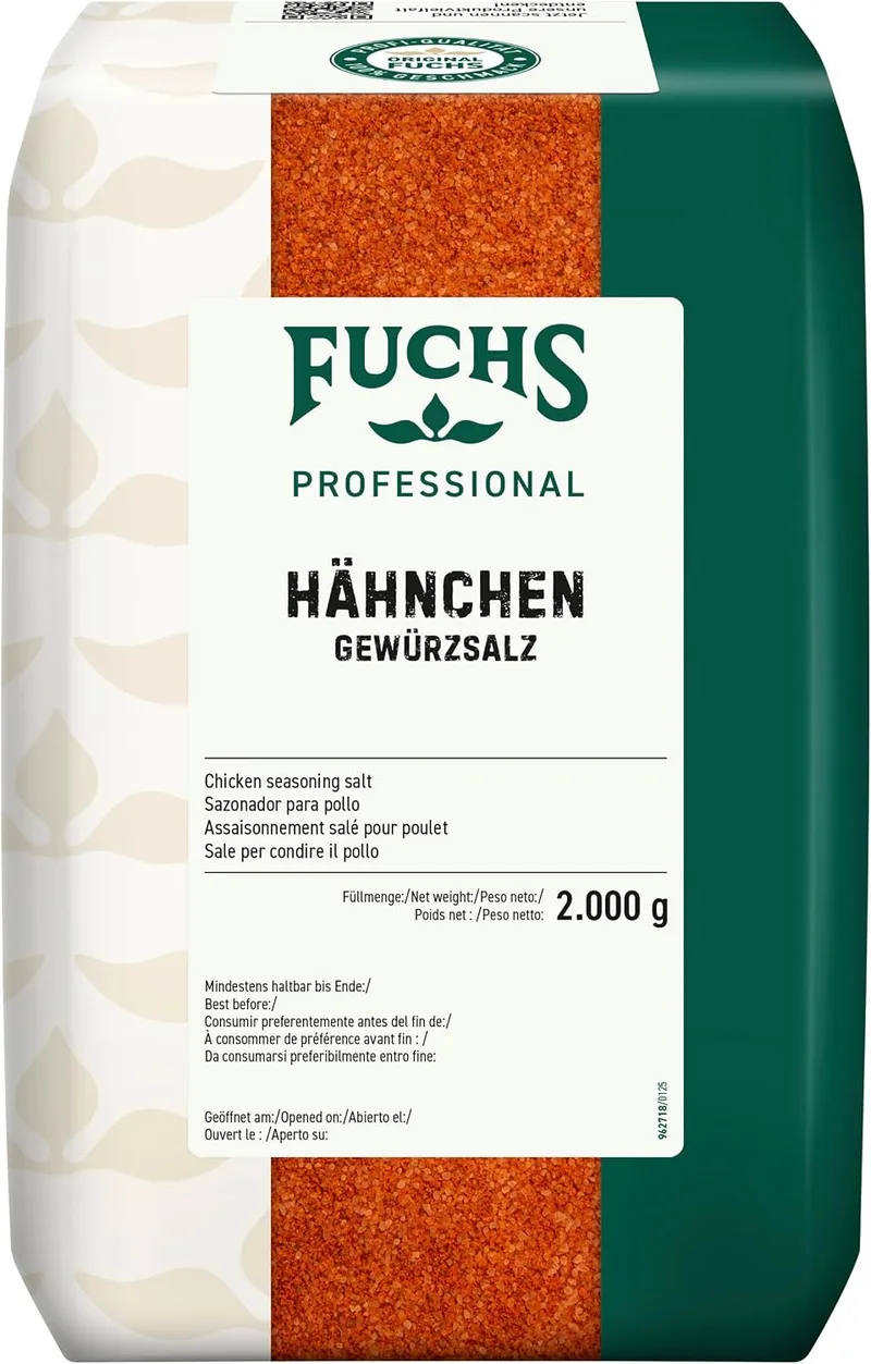 Fuchs Professional ▫️ Sal para temperar frango | 2 kg em saco grande | Tempero em grande quantidade para pratos de frango | Para consumidores a granel e para a restauração