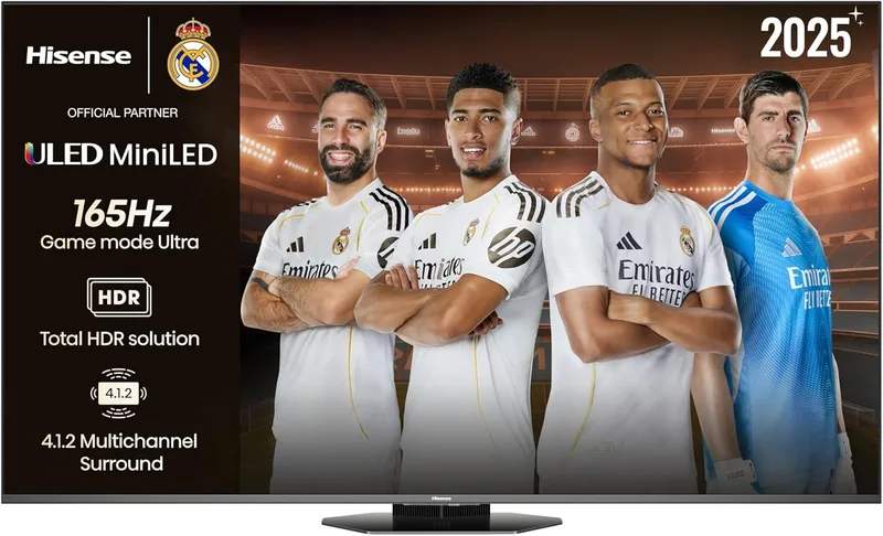 Hisense ▫️ 65U8Q - Mini LED Smart TV, som multicanal 4.1.2, modo Ultra Game 165Hz, Anti-Reflexo Pro, escurecimento local de matriz completa, Dolby Vision IQ e Dolby Atmos