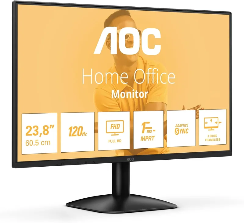 AOC ▫️ Monitor 24B31H de 24 polegadas, 120 Hz, painel IPS, 4 ms GtG, (1920x1080, 1 porta HDMI 1.4), Preto