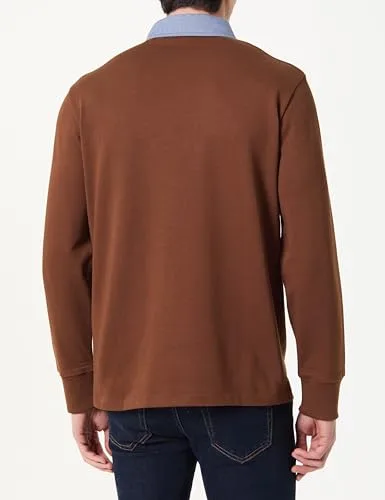 GANT ▫️ Polo de manga comprida para homem, em chambray, corte regular, Heavy Rugger, Evening Blue 3