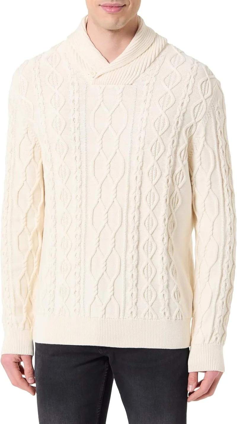 GANT ▫️ Cable Shawl Collar, creme, L