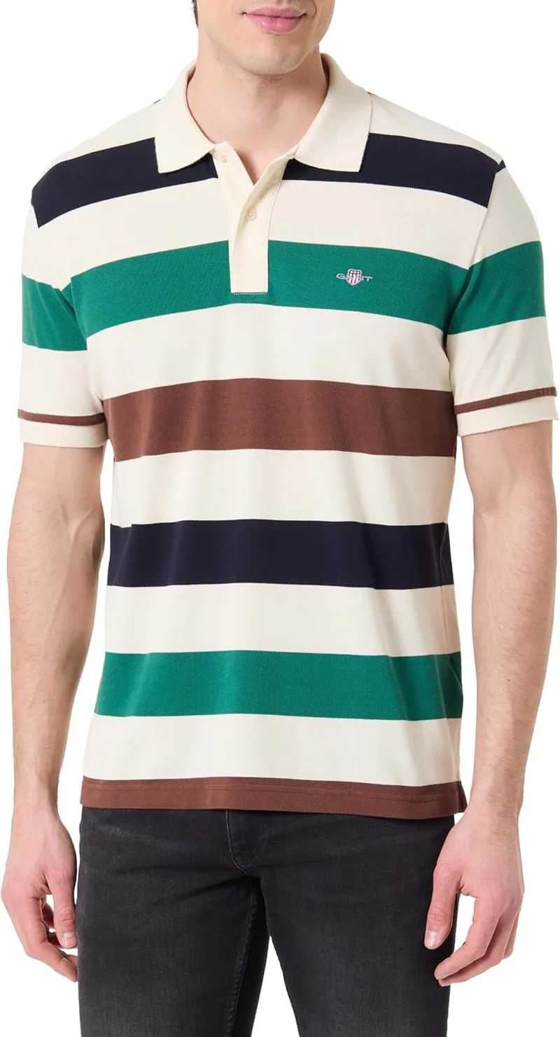 GANT ▫️ Polo SS às riscas Camisa Polo para homem