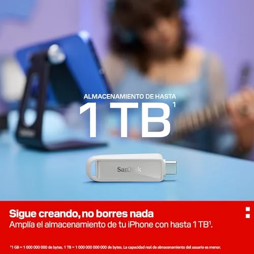 SANDISK ▫️ Phone Drive com USB Type-C de 1 TB (para smartphones, tablets e computadores, velocidades de 150 MB/s, cópias automáticas, recuperação de dados) - Branco ártico 5