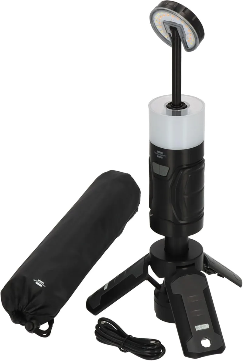 Brennenstuhl ▫️ Lâmpada LED recarregável para exterior UL 400 AT (lâmpada de campismo 400lm, IP44, duração da luz até 24h, regulável, extensível até 1,03m, banco de potência, incl. cabo de carregamento USB C)