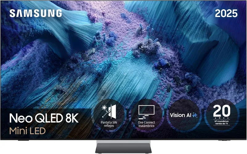 Samsung ▫️ Televisão de 75 polegadas Neo QLED QN990F 8K Mini LED, Smart TV com Vision AI, ligação sem fios, ecrã antirreflexo Glare Free e até 240 Hz