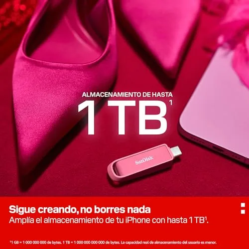 SanDisk ▫️ Phone Drive com USB Type-C de 1 TB (para smartphones, tablets e computadores, velocidades de 150 MB/s, cópias automáticas, recuperação de dados) - Rosa Estrela do Mar 5