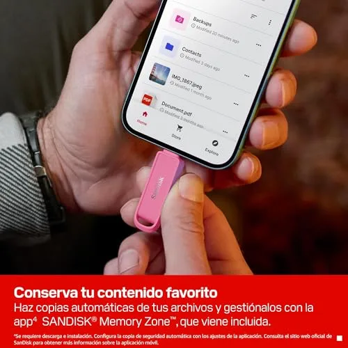 SanDisk ▫️ Phone Drive com USB Type-C de 1 TB (para smartphones, tablets e computadores, velocidades de 150 MB/s, cópias automáticas, recuperação de dados) - Rosa Estrela do Mar 6