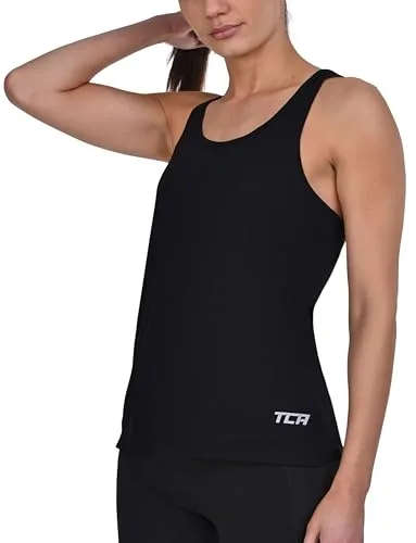 TCA ▫️ Camisola desportiva feminina com alças - Camisolas desportivas femininas sem mangas para corrida, ciclismo, CrossFit, ioga e ginásio - Tecido ultraleve e respirável com elementos refletores 3