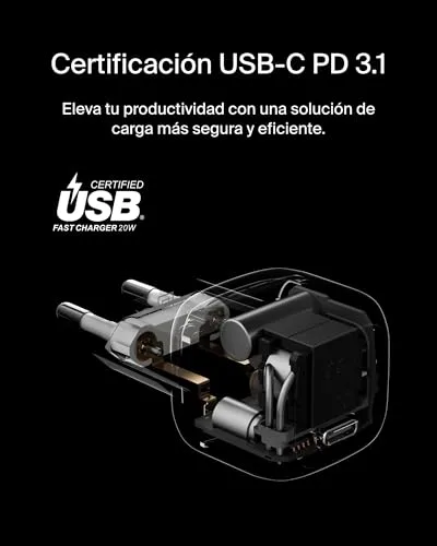 Belkin ▫️ Carregador de parede compacto BoostCharge USB-C de 20 W, carregamento rápido USB-C Power Delivery, com cabo tipo C de 1 m, para iPhone 17, iPhone Air, Samsung Galaxy S25, iPad, AirPods e outros - Branco 5