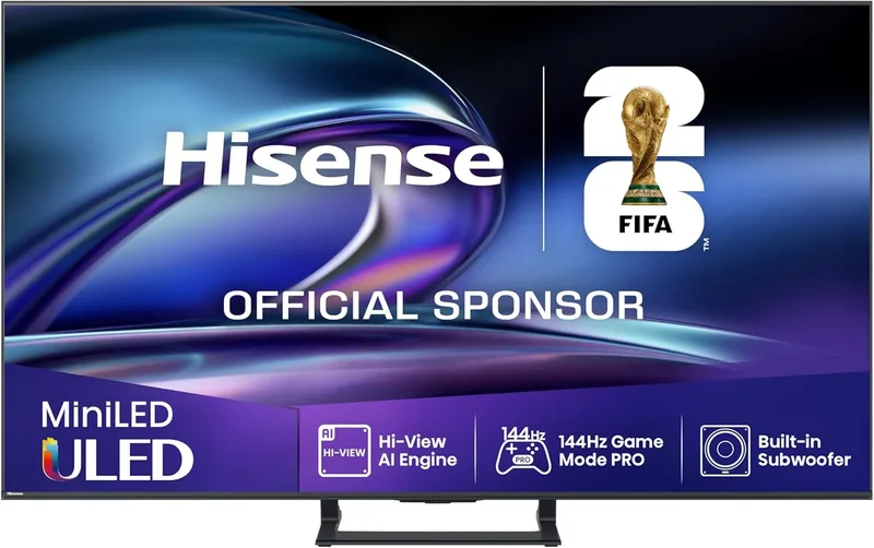 Hisense 50E8Q - Mini LED Smart TV, pontos quânticos, 144 Hz, subwoofer incorporado, Dolby Vision IQ e Dolby Atmos, escurecimento local de matriz completa, processador de motor Hi-View