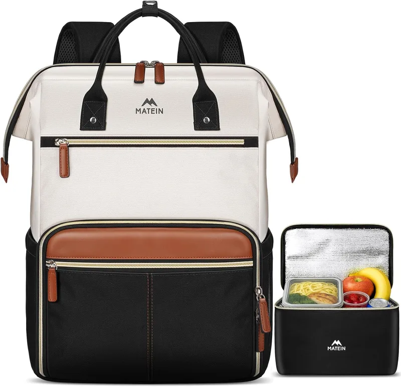 MATEIN ▫️ Mochila para Portátil para Mulher 15,6 - Conjunto de 2 peças, Mochila de Trabalho para Mulher