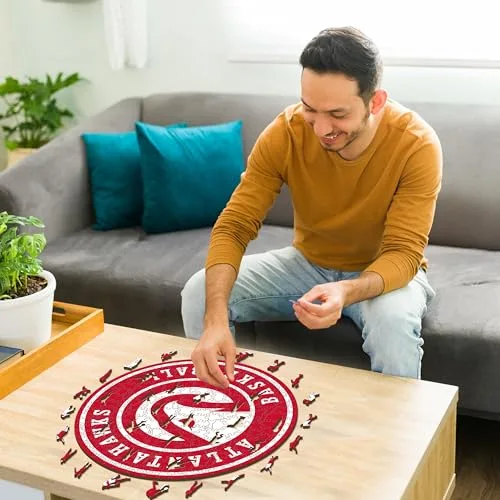 Iconic Puzzles ▫️ Atlanta Hawks, Logótipo, Puzzle de madeira com licença oficial da NBA, 100% sustentável, Tamanho S, 150 peças 2