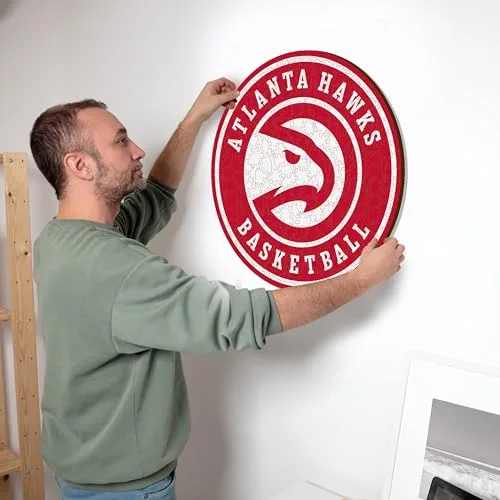 Iconic Puzzles ▫️ Atlanta Hawks, Logótipo, Puzzle de madeira com licença oficial da NBA, 100% sustentável, Tamanho S, 150 peças 5