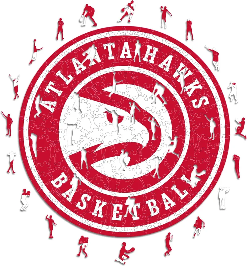 Iconic Puzzles ▫️ Atlanta Hawks, Logótipo, Puzzle de madeira com licença oficial da NBA, 100% sustentável, Tamanho S, 150 peças