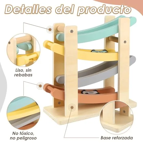 Vanplay ▫️ Montessori – Brinquedo a partir de 1 ano para o carro, pista de bolas, madeira, a partir de 1 e 2 anos, brinquedo de madeira, presente para crianças de 1 e 2 anos, menino 4