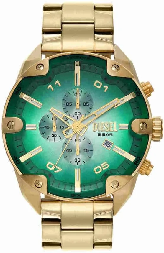 Relógio Spiked Diesel para homem, movimento cronógrafo de quartzo com bracelete em aço inoxidável