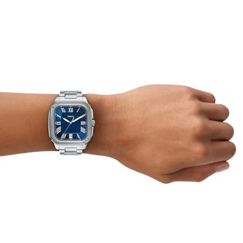 Fossil ▫️ Relógio Crosby para homem, movimento de quartzo de três ponteiros com data e bracelete em aço inoxidável 6