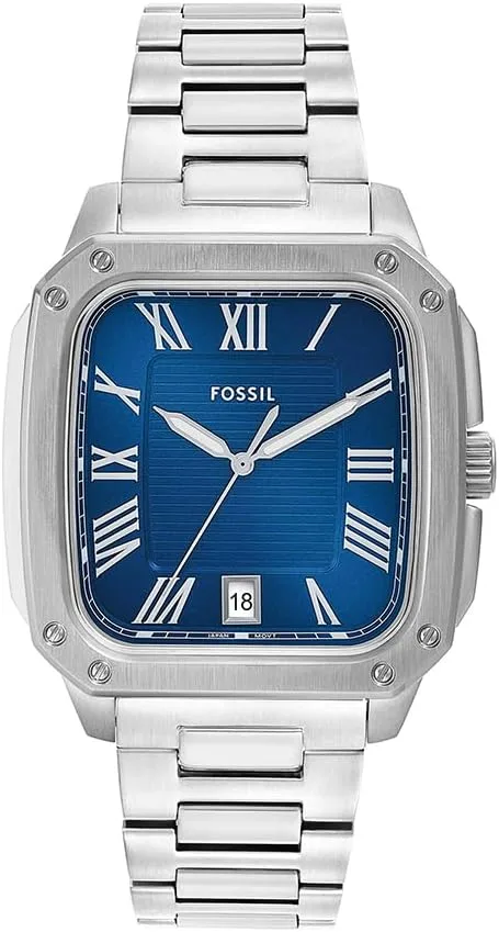 Fossil ▫️ Relógio Crosby para homem, movimento de quartzo de três ponteiros com data e bracelete em aço inoxidável