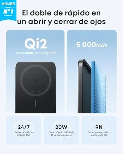 Anker ▫️ Nano Power Bank MagSafe Qi2 15 W ultrafina de 5000 mAh 2