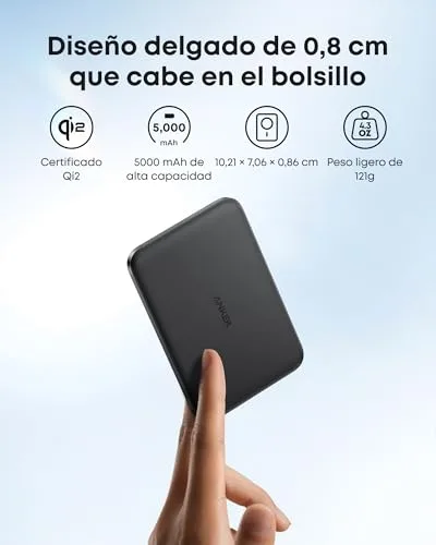 Anker ▫️ Nano Power Bank MagSafe Qi2 15 W ultrafina de 5000 mAh 3