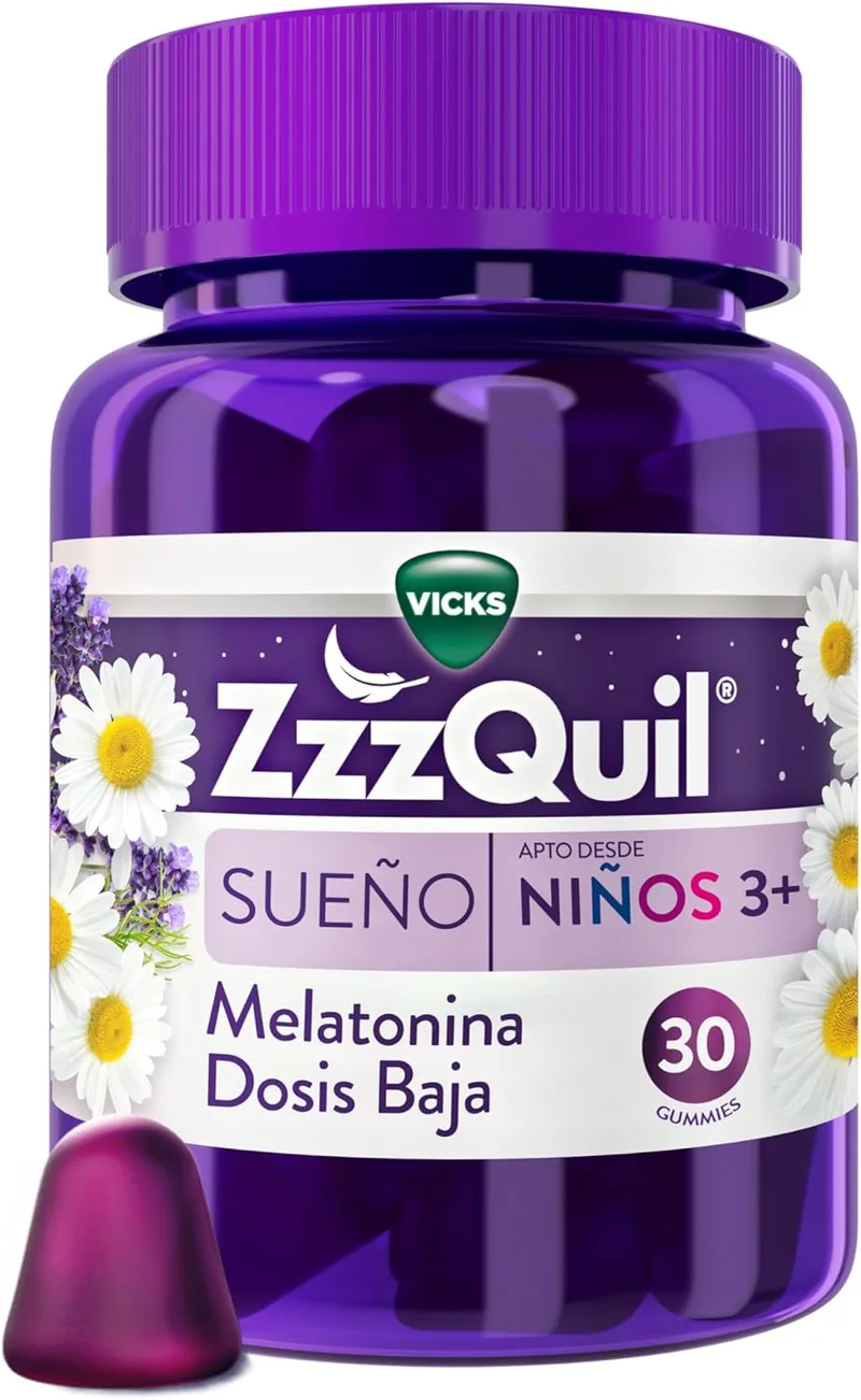 ZzzQuil ▫️ Sleep Adequado para Crianças 3+, Suplemento Alimentar em Gomas Para toda a família dormir, Sabor a Bagas da Floresta, 30 gomas