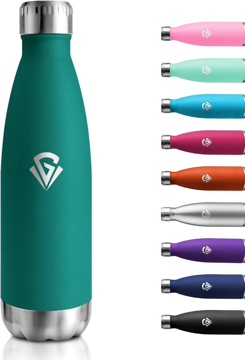 KollyKolla ▫️ Garrafa térmica de 500 ml, garrafa térmica reutilizável e à prova de fugas, garrafa de água de aço inoxidável sem BPA, garrafa térmica de parede dupla para escritório, escola, desporto, caminhadas, exterior, exterior