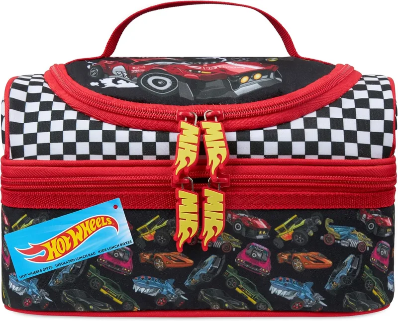 Get Trend ▫️ Hot Wheels Saco de comida térmico Hot Wheels Saco de almoço para crianças com compartimento para lanche para a escola e piquenique (Multi Hot Wheels)