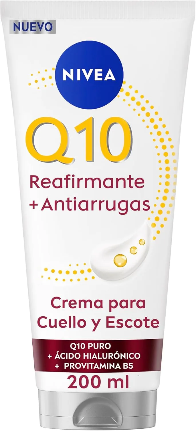 NIVEA ▫️ Q10 Creme Reafirmante Antirrugas para o Pescoço e o Decote (200 ml), creme hidratante corporal com 72 horas de hidratação, com creatina e provitamina B5, para uma pele mais firme e rugas reduzidas em 14 dias
