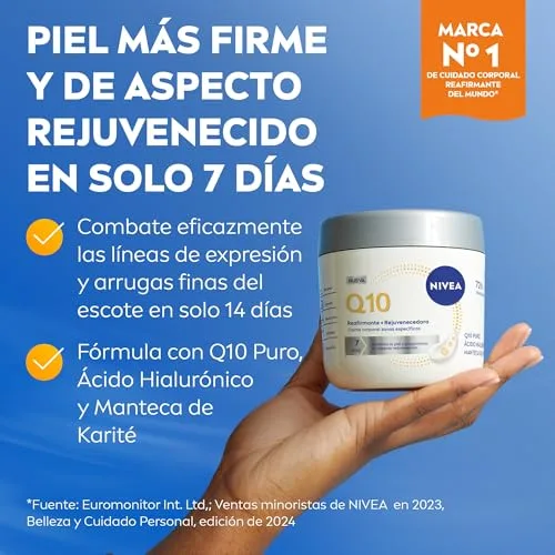 NIVEA ▫️ Q10 Creme Reafirmante + Rejuvenescedor para Zonas Específicas (400 ml), creme corporal com ácido hialurónico e manteiga de karité, hidratação de 72 horas para braços, glúteos, abdómen e joelhos 2