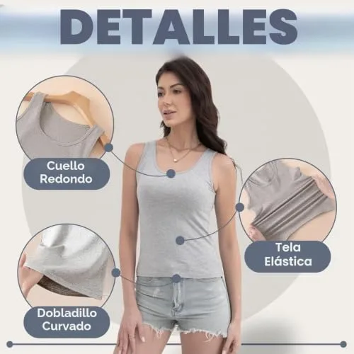 WEASIC ▫️ Camisolas sem mangas para mulher Camisolas básicas de algodão Top liso com gola quadrada ou redonda, justo, casual e sem mangas Coletes de verão com alças largas Conjunto de 3 tops justos 3