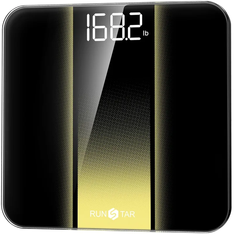 runstar ▫️ Balança de casa de banho digital balança de alta precisão, com visor LED retroiluminado, precisa com vidro temperado de 6 mm, 180 kg/400 lb.
