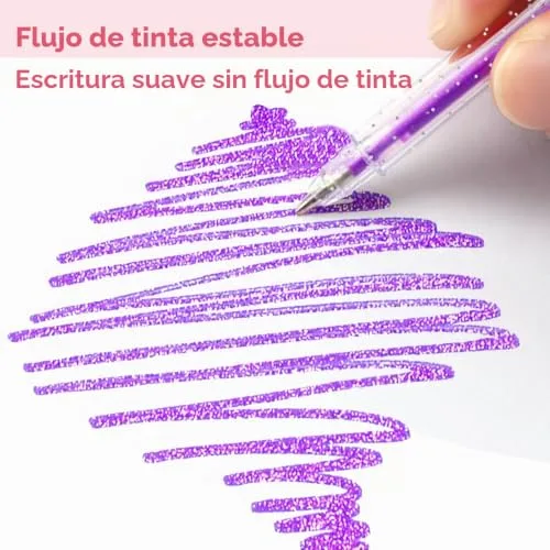 MOTIBACK ▫️ Canetas de gel com purpurina, canetas com purpurina para adultos, para desenhar, escrever e decorar (18 unidades) 2