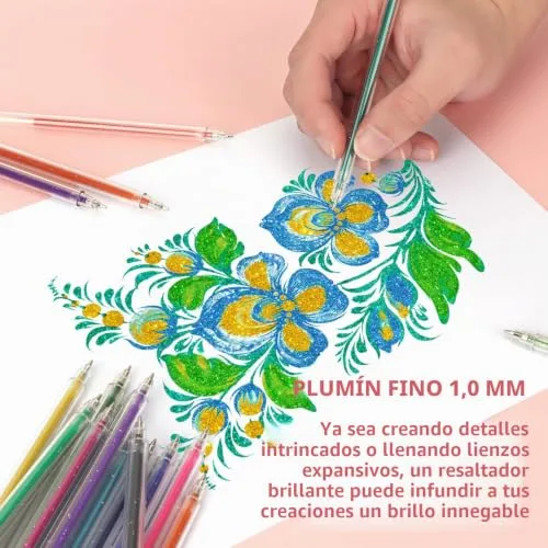 MOTIBACK ▫️ Canetas de gel com purpurina, canetas com purpurina para adultos, para desenhar, escrever e decorar (18 unidades) 5