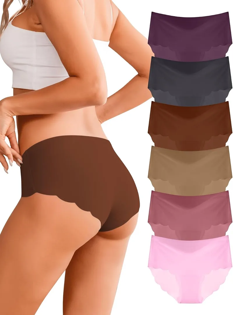 Dawnrole ▫️ Roupa interior feminina, cuecas sem costuras para mulher, cuecas suaves e confortáveis com cintura para uso diário, embalagem de 6 unidades